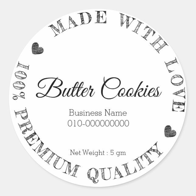 Minimalist Made With Love Product Label (Front)
