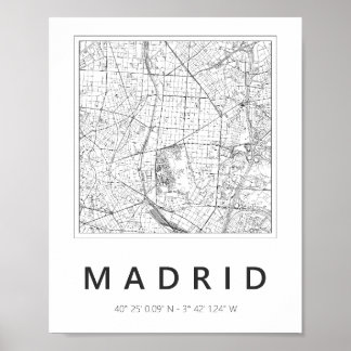 Minimalist Madrid Map  Poster
