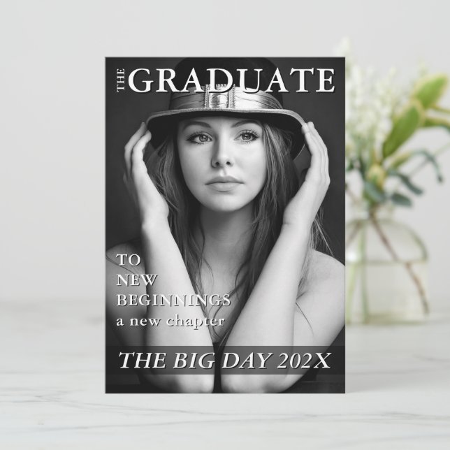 Minimalist Magazine Cover Graduation Invitation (Standing Front)