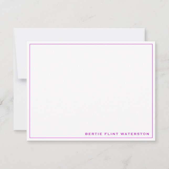Minimalist Magenta Border Note Card (Front)