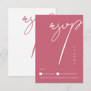 Minimalist Magenta Pink Script Typography Wedding RSVP Card