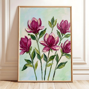 Minimalist Magnolia Flower Wall Art Canvas Print
