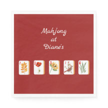 Minimalist Mahjong Flower Tiles Paper Napkin