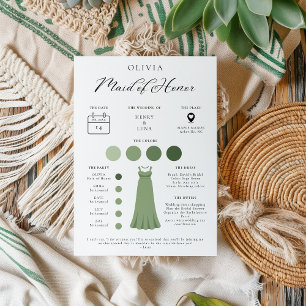Minimalist Maid of Honour Bridal Party Info Card