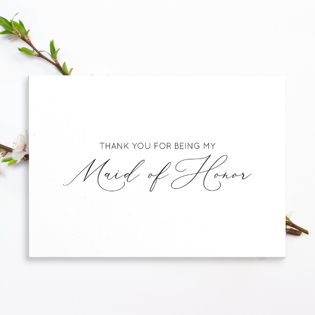 Minimalist Maid of Honour Folded Thank You Card (Creator Uploaded)