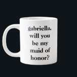 Minimalist Maid of Honour Proposal Personalised  Large Coffee Mug<br><div class="desc">Modern Minimalist Maid of Honour Proposal Personalised Jumbo Mug in Black and White</div>