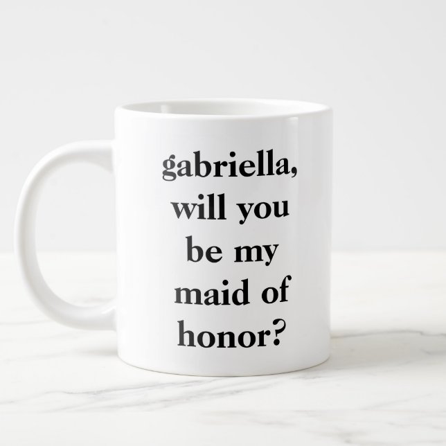 Minimalist Maid of Honour Proposal Personalised  Large Coffee Mug (Left)