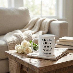 Minimalist Maid of Honour Proposal Personalised Large Coffee Mug