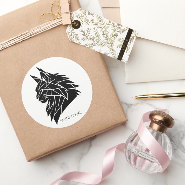 Minimalist Maine Coon Geometric Vinyl Sticker (Gifting)
