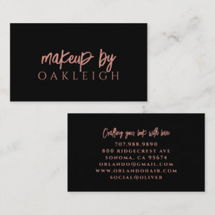 Minimalist Makeup Artist Brush Script Pink Black Business Card