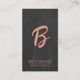 Minimalist Makeup Artist Monogram Copper Black Business Card