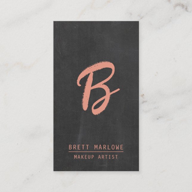 Minimalist Makeup Artist Monogram Copper Black Business Card (Front)