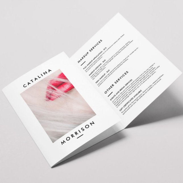 Minimalist Makeup Artist Red Lips Salon Brochure (Creator Uploaded)