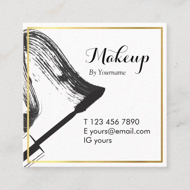 Minimalist  Makeup Artist Square Business Card (Front)