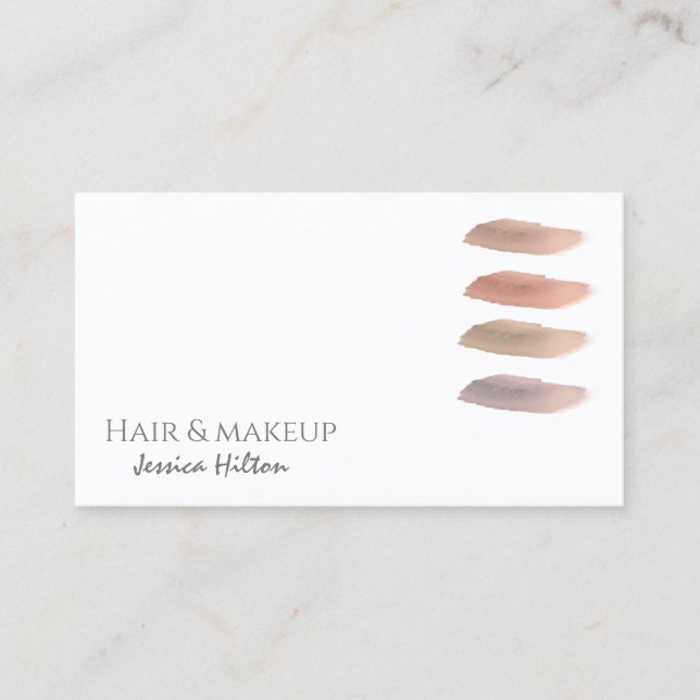 Minimalist makeup palette brush strokes business card (Front)