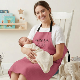 Minimalist Mama Est Year Script Design Apron