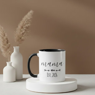Minimalist Mama Est Year Script Design Mug