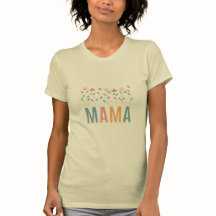 Minimalist MAMA half sleevT-Shirt with Wildflowers