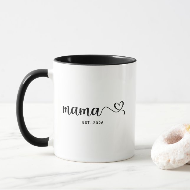 Minimalist Mama Swash Heart Script Mug (With Donut)