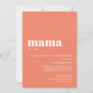 Minimalist Mama To Be Salmon Pink Baby Shower Invitation