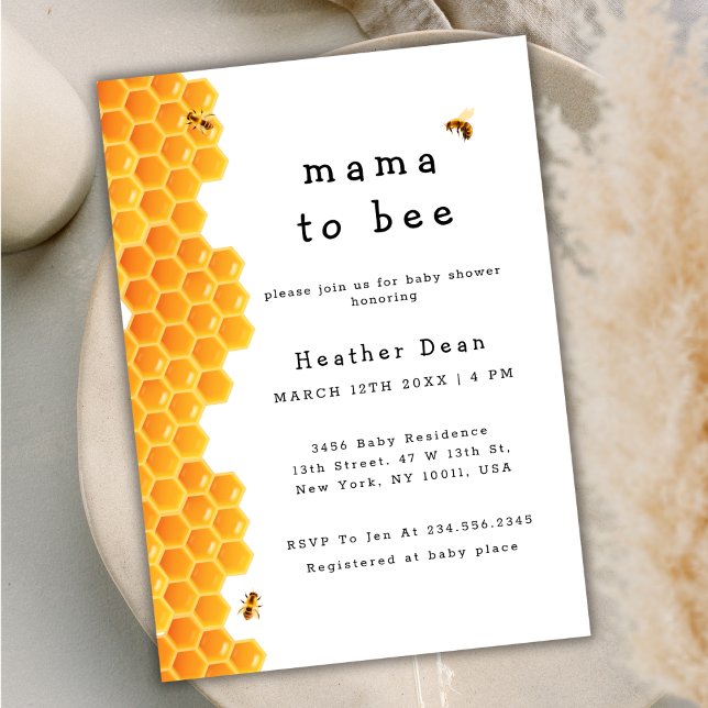 Minimalist Mama to Bee Honey Bee Boy Baby Shower  Invitation (Minimalist Mama to Bee Honey Bee Boy Baby Shower Invitation)