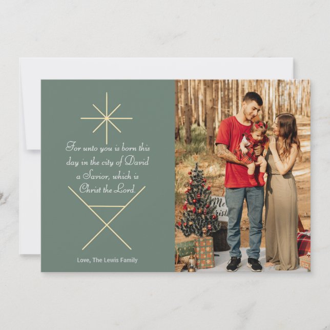 Minimalist Manger Christmas Photo Card (Front)