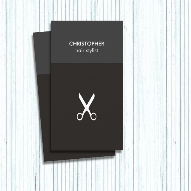 Minimalist Manly Gray White Scissor Hair Stylist Business Card (Creator Uploaded)