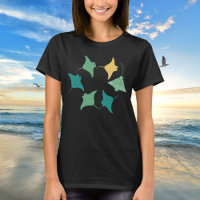 Minimalist Manta Ray Stingray Green Ocean