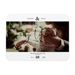 Minimalist Many Thanks Custom Photo Couple Wedding Magnet
