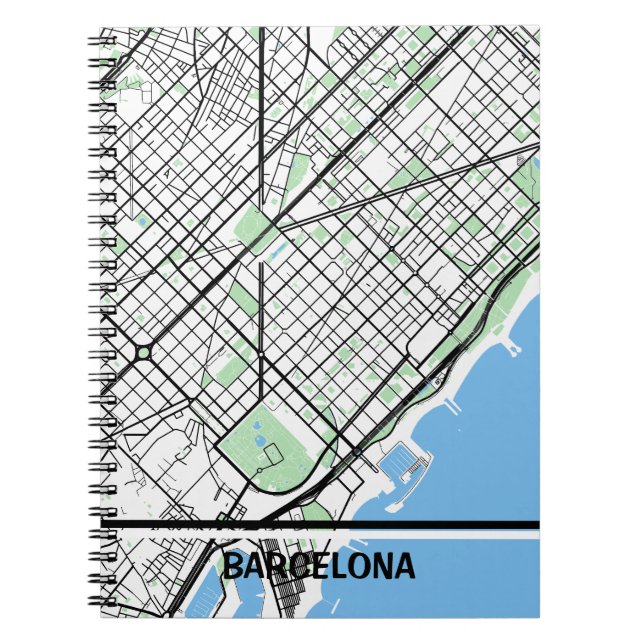 Minimalist map of Barcelona - natural color Notebook (Front)