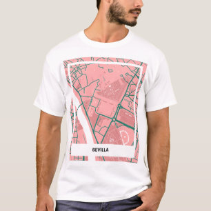 Minimalist map T-shirt Sevilla - Rosa-verde