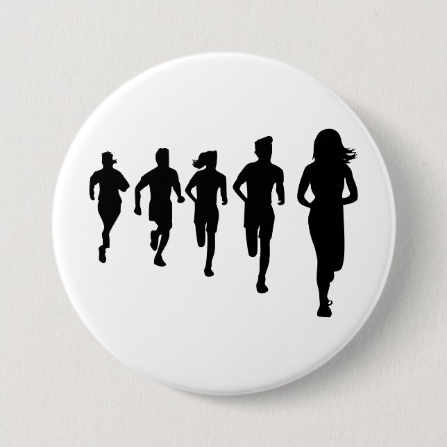 Minimalist Marathon Runner Silhouettes 7.5 Cm Round Badge (Front)