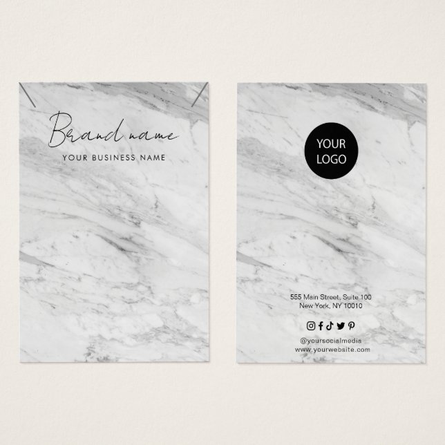 Minimalist Marble Necklace Display Business Card (Front & Back)