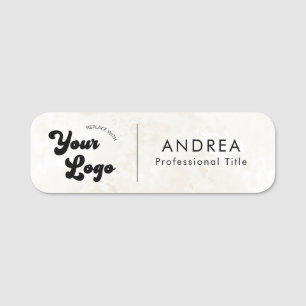 Minimalist Marble Safety Pin Name Custom Logo Name Tag