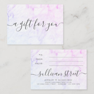 Minimalist Marble Small Business Gift Certificate Card