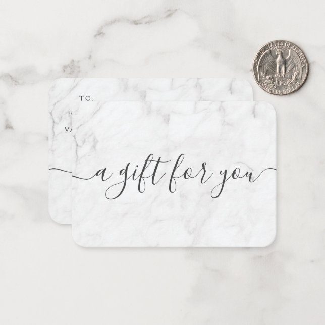 Minimalist Marble Small Business Gift Certificate  Card (Front/Back In Situ)