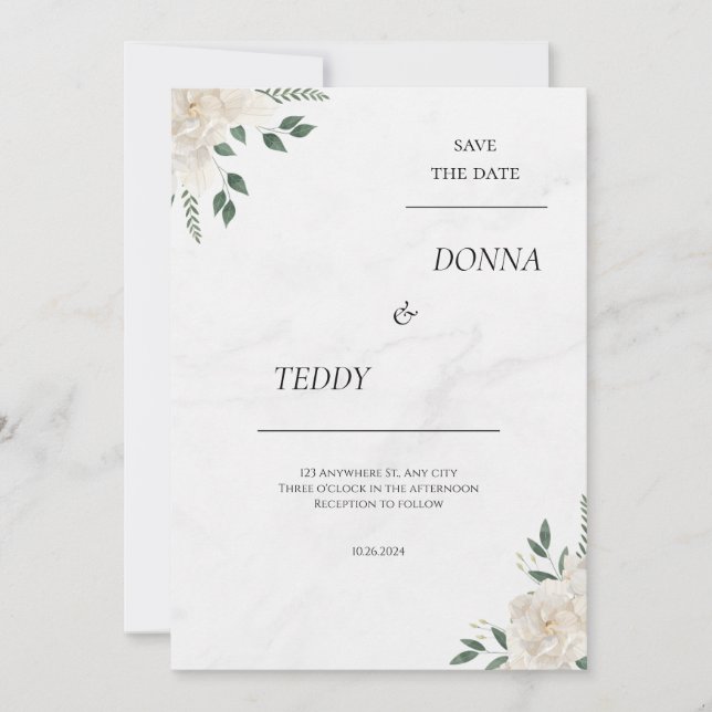 Minimalist Marble Wedding Invitation Card (Front)