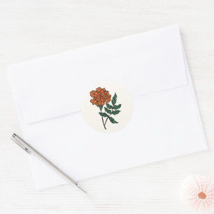 Minimalist Marigold Wedding Classic Round Sticker