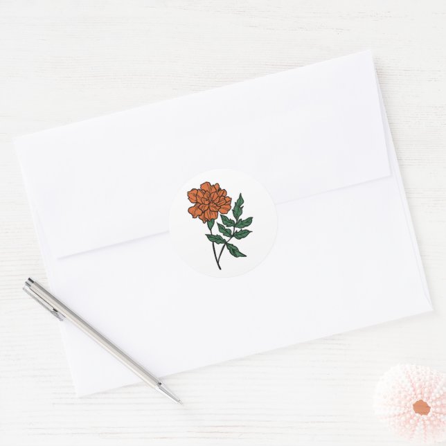 Minimalist Marigold Wedding Classic Round Sticker (Envelope)
