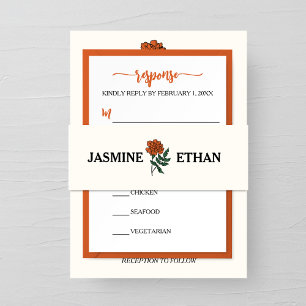 Minimalist Marigold Wedding Invitation Belly Band