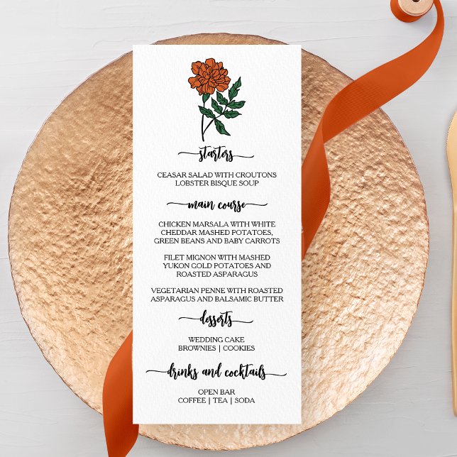 Minimalist Marigold Wedding Menu (Creator Uploaded)