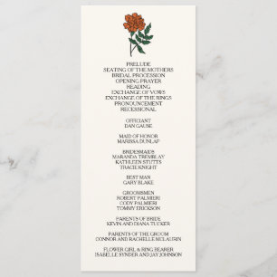 Minimalist Marigold Wedding Program Programme