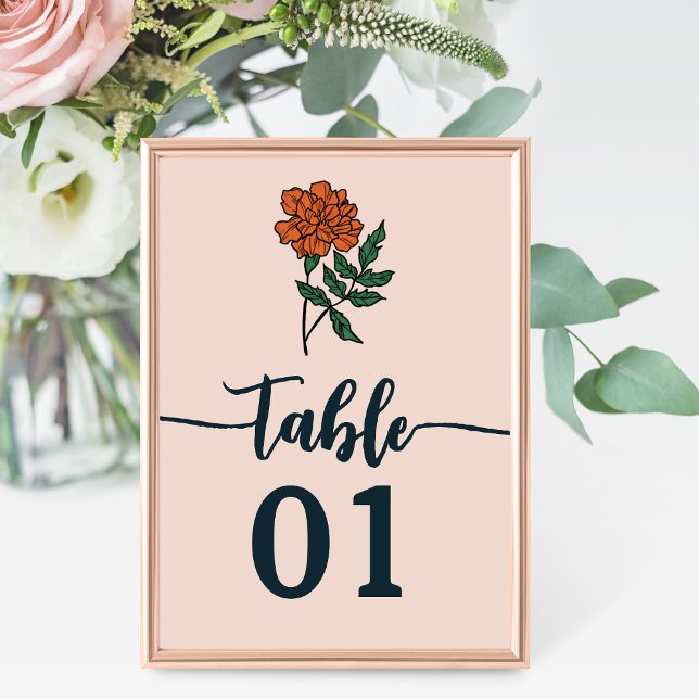 Minimalist Marigold Wedding Table Number (Creator Uploaded)