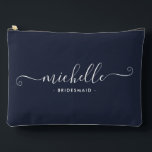 Minimalist Marine Blue Personalised Bridesmaid Accessory Pouch<br><div class="desc">Introducing our Chic Minimalist Marine Blue Personalised Bridesmaid Accessory Pouch, a stylish and versatile gift designed to celebrate your bridesmaids in elegance. This accessory pouch is the epitome of modern chic, perfect for any occasion from bridesmaid proposals to bridal showers. Crafted with a minimalist design, this pouch features a Marine...</div>