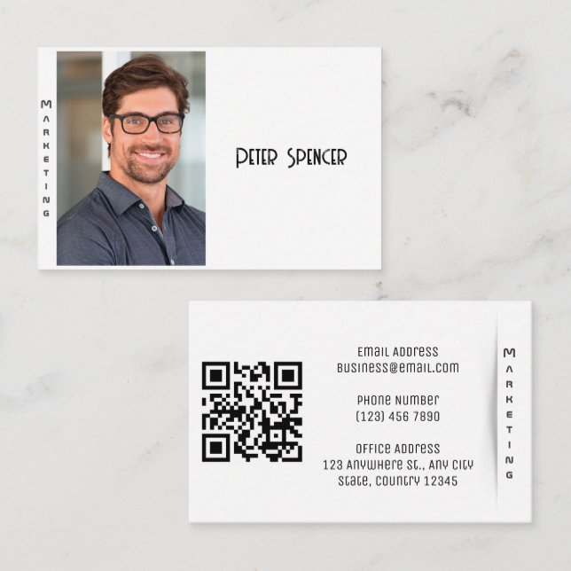 Minimalist Marketing Photo Simple Business Card (Front/Back)