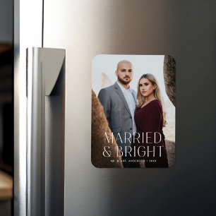 Minimalist Married and Bright Photo Magnet