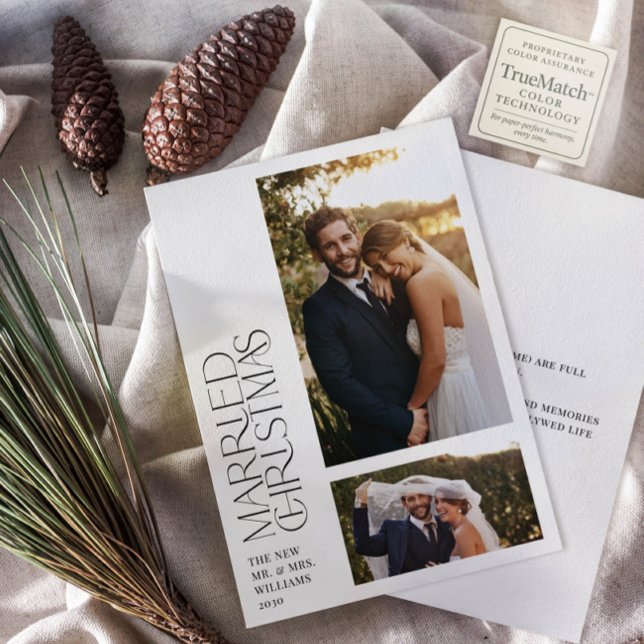Minimalist Married Christmas Newlywed 2 Photo Holiday Card (Creator Uploaded)
