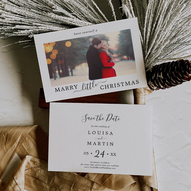 Minimalist Marry Little Christmas Save the Date Holiday Card (Creator Uploaded)