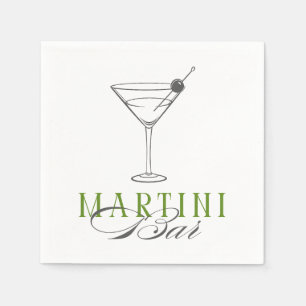 Minimalist Martini Bar Cocktail Napkin