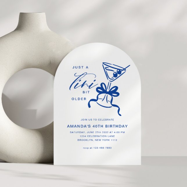 Minimalist Martini Chic Blue Birthday Arch Invitation (Creator Uploaded)